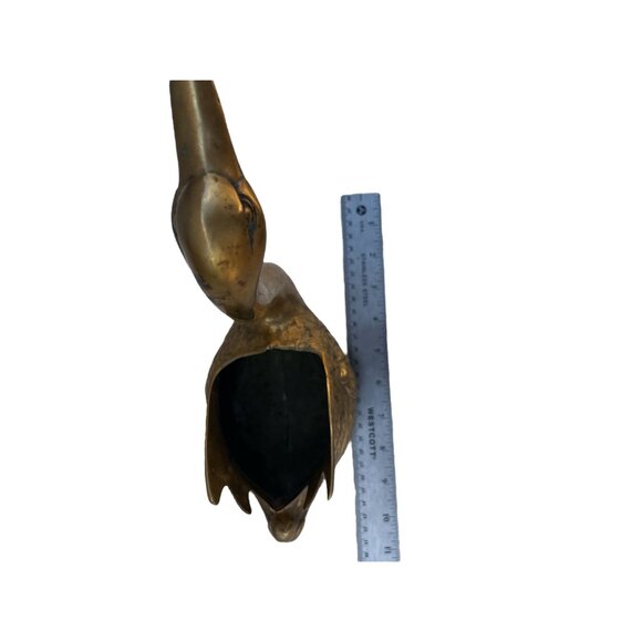 Solid Brass Swan Figurine Planter Vase Candle Holder 10" T Vintage Made in Korea - Picture 5 of 12